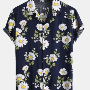 Zonnebloemprint Revere Shirt