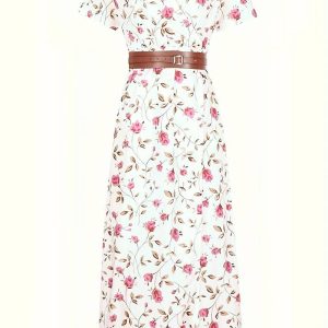 Abstracte gebloemde lange maxi jurk