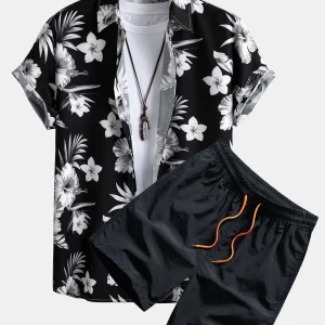 Tropisch overhemd met bloemenprint en zwemshort