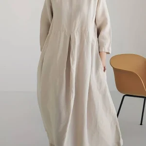 Losse maxi-jurk met geplooide zoom