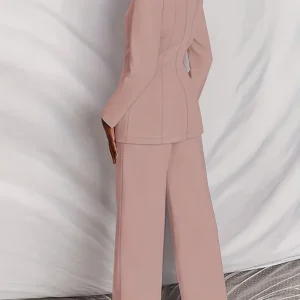 Effen tweedelige set Blazer met revers en rechte broek