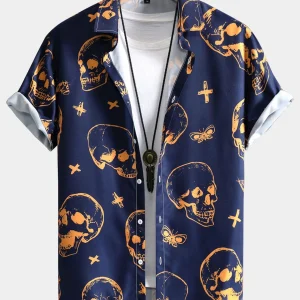 Schedel Print Button Up Shirt