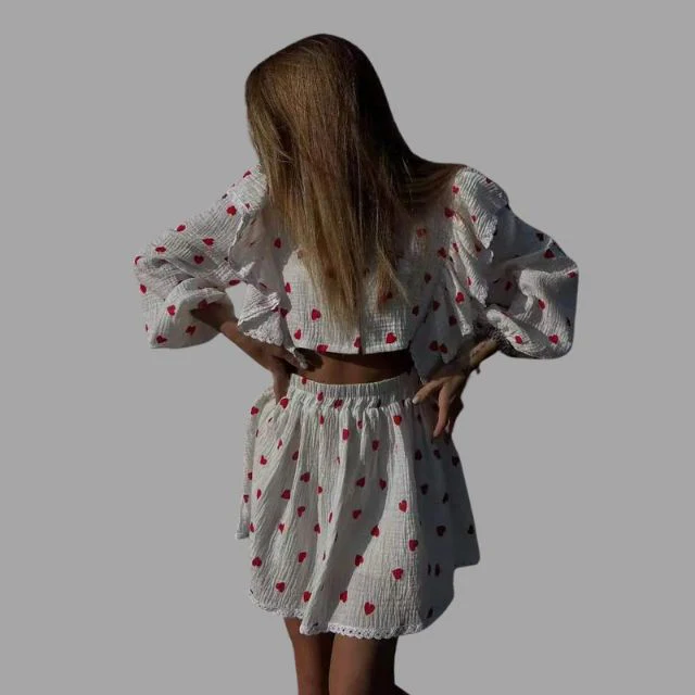 Schattig jurkje met pofmouwtjes en bloemenborduursel - Afbeelding 9