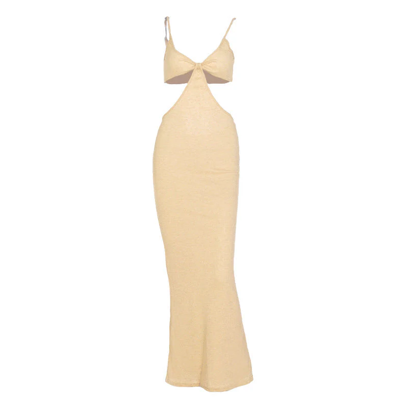 Trendy jarretel rugloze lange bandage jurk - Afbeelding 4