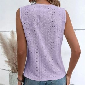 Mouwloze blouse met kanten overlay