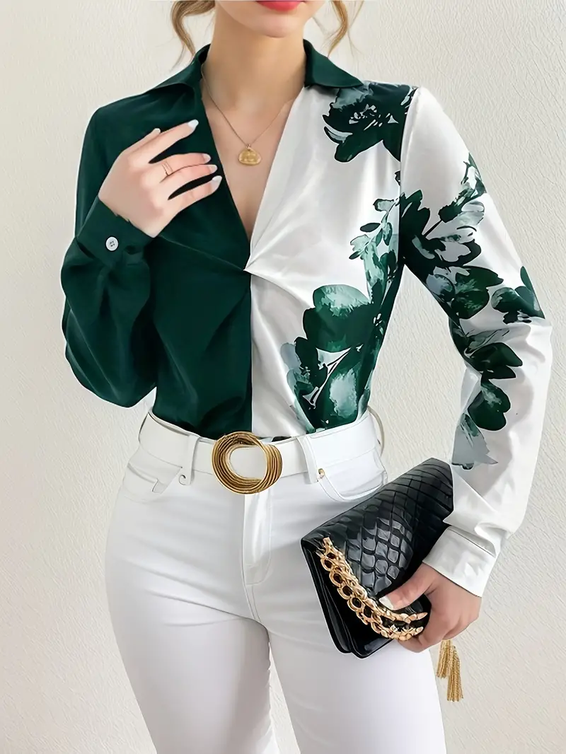 Blouse met bloemenprint en gedraaide voorkant - Afbeelding 3