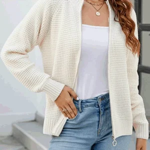 Kate Vrouwencardigan met lange mouwen, comfortabele en casual ritssluiting