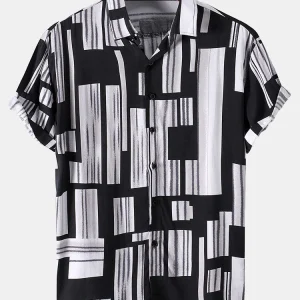 Kleurblok Print Button Up Shirt