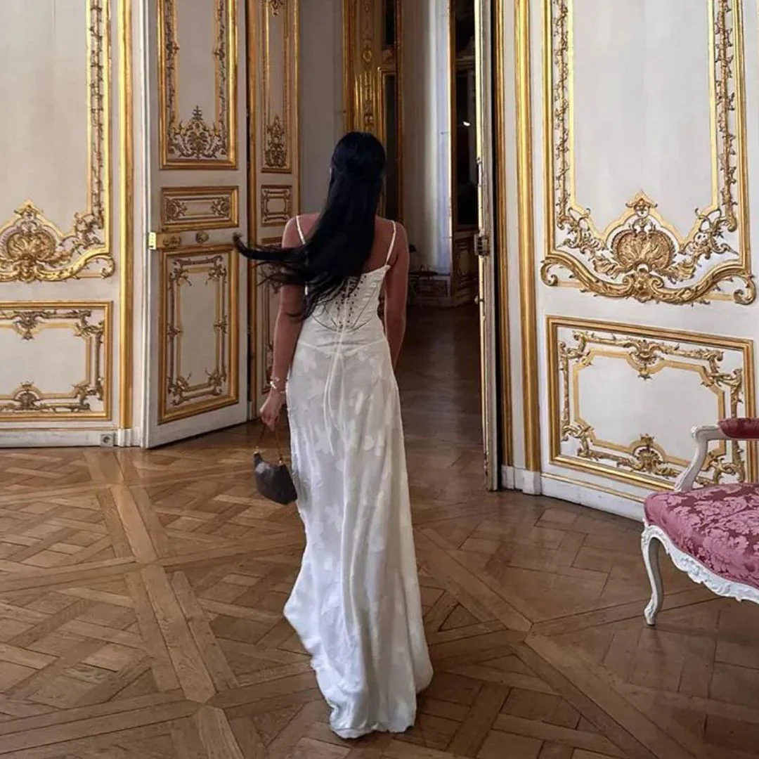 Strapless jacquard maxi-jurk met subtiel bloemenpatroon - Afbeelding 8