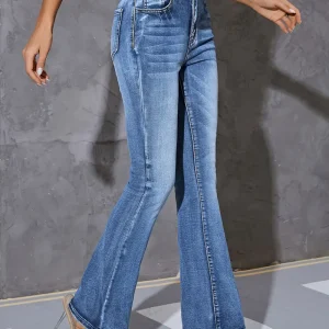 Blauwe flared jeans met hoge stretch