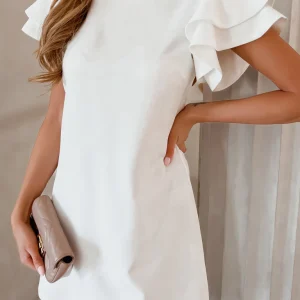 Rugloze jurk met pofmouwen