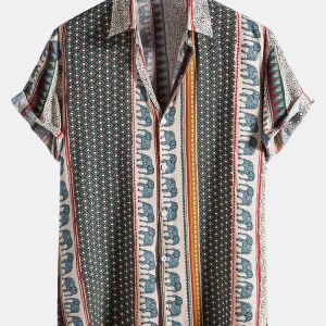 Shirt met olifant en geometrische print