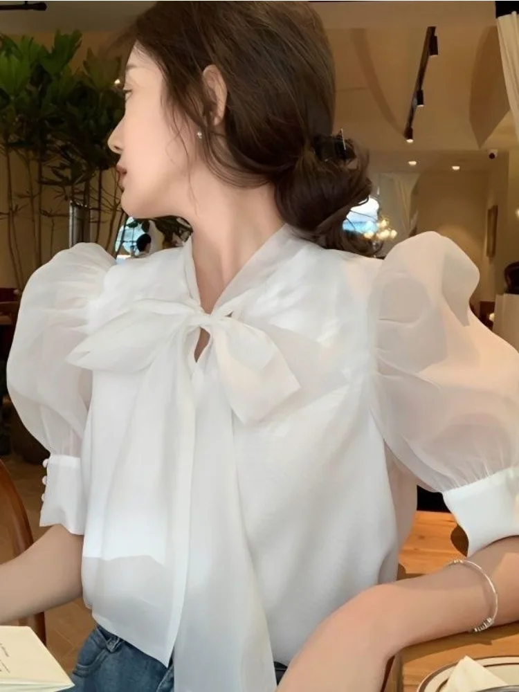 Schattige bandage blouse met pofmouwtjes - Afbeelding 4