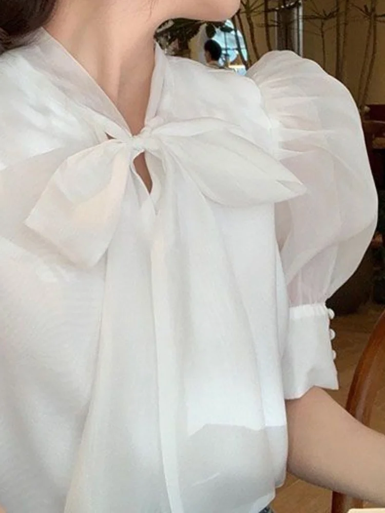 Schattige bandage blouse met pofmouwtjes - Afbeelding 2