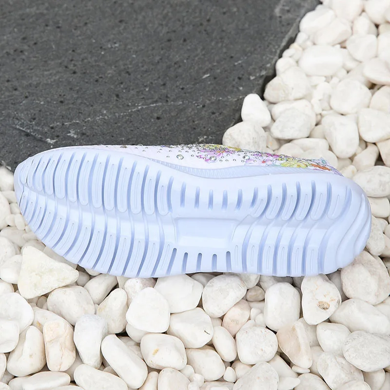 Ademende gebreide plateauschoenen met bloemenpatroon - Afbeelding 4