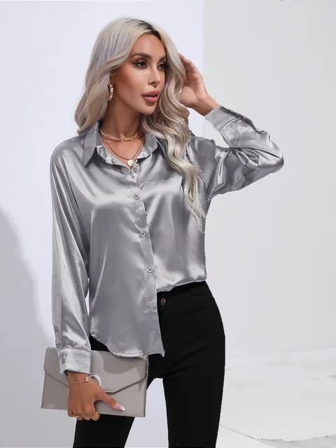 Elegante satijnen blouse - Afbeelding 7