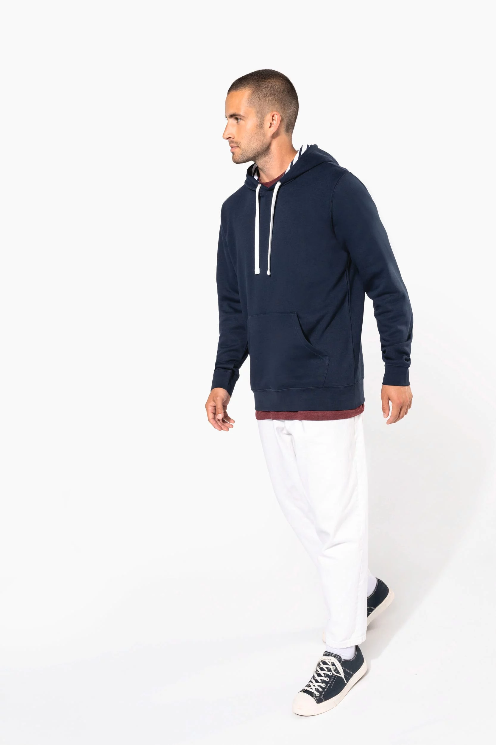 K4013 – Unisex hoodie met contrasterende capuchon met motief bedrukken - Afbeelding 4