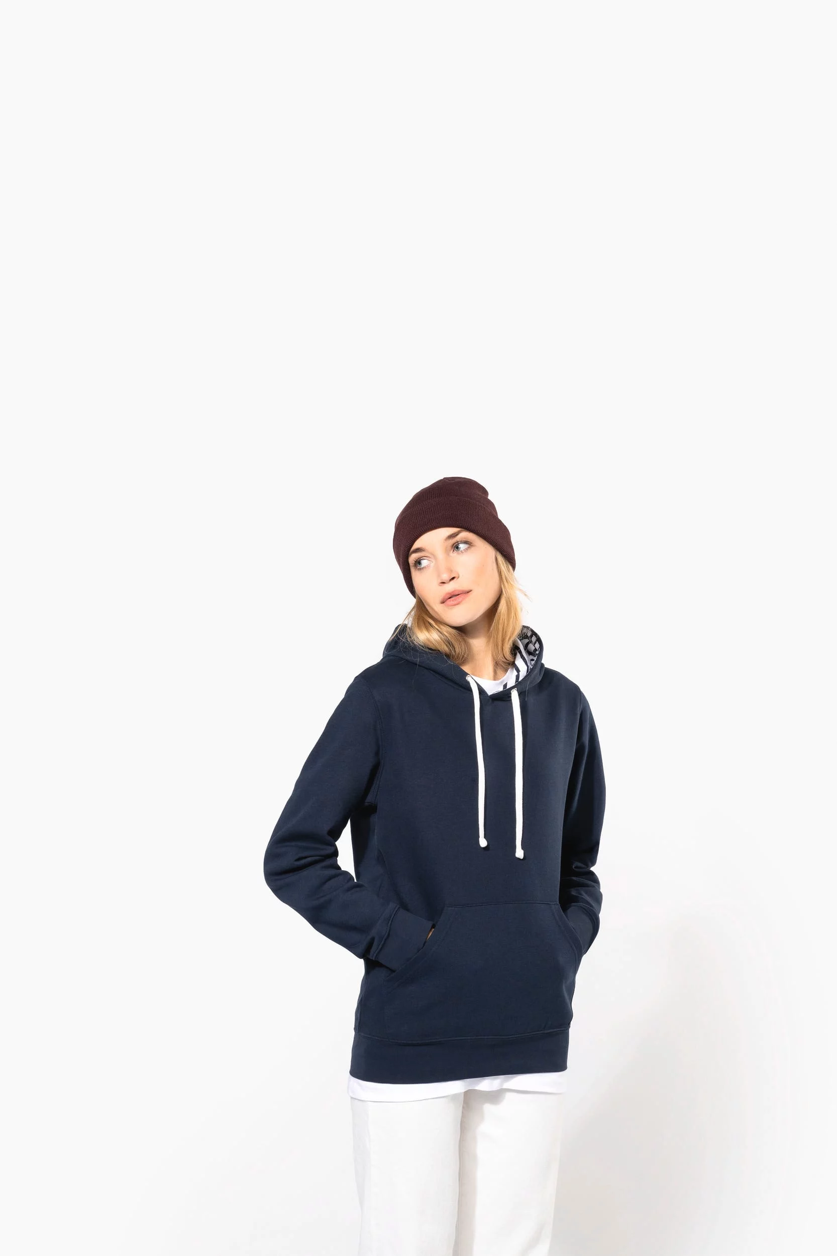 K4013 – Unisex hoodie met contrasterende capuchon met motief bedrukken - Afbeelding 7