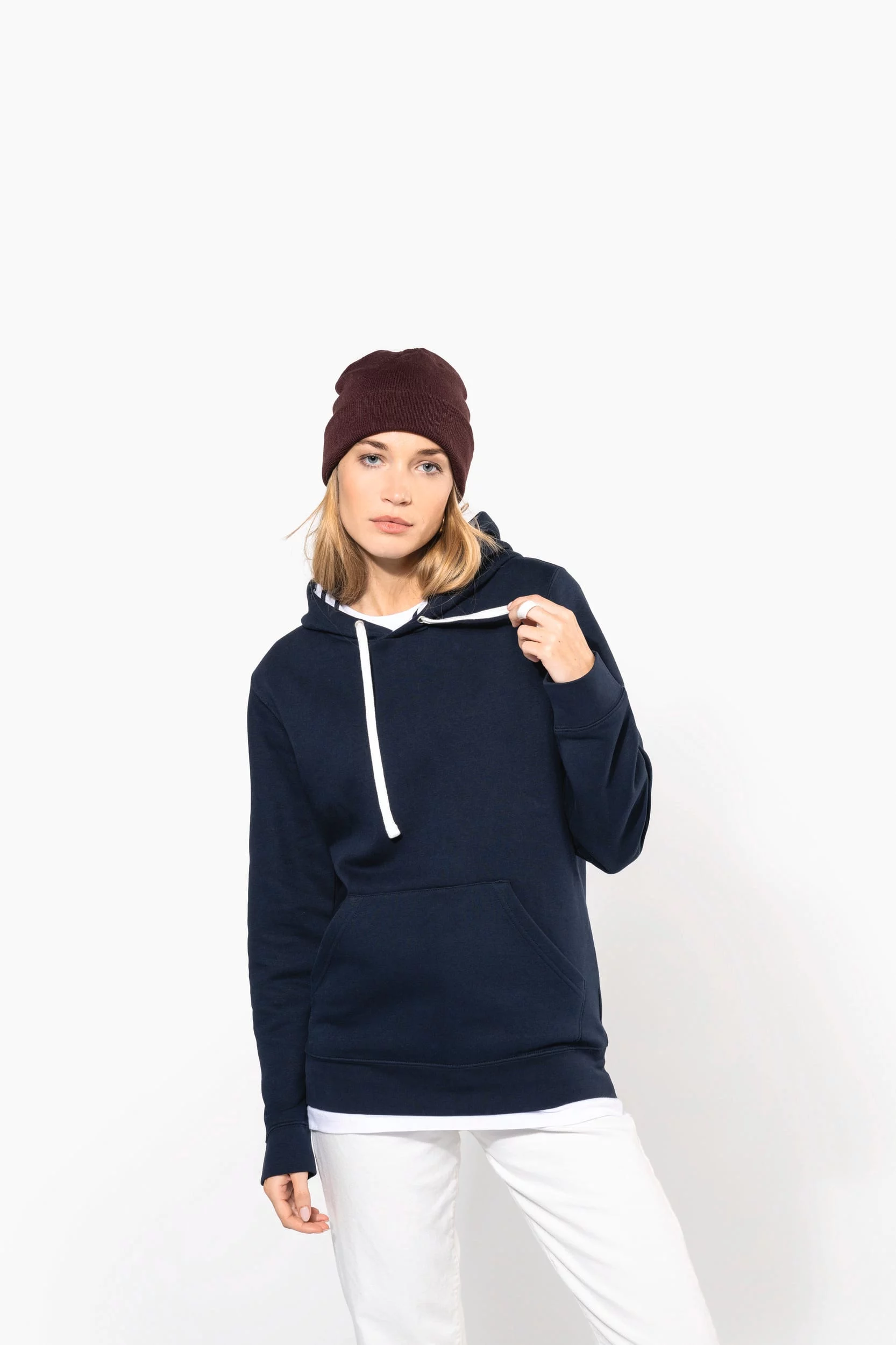 K4013 – Unisex hoodie met contrasterende capuchon met motief bedrukken - Afbeelding 8
