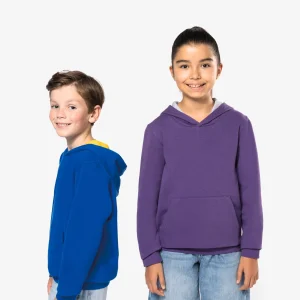 K453 – Tweekleurige kinder hoodie bedrukken