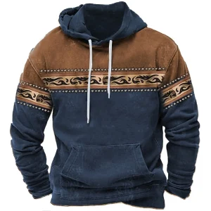 Vintage losse hoodies met grafische print voor mannen