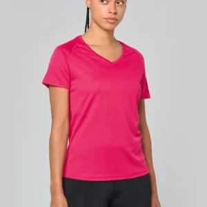 PA477 – Dames sportshirt korte mouwen V-hals