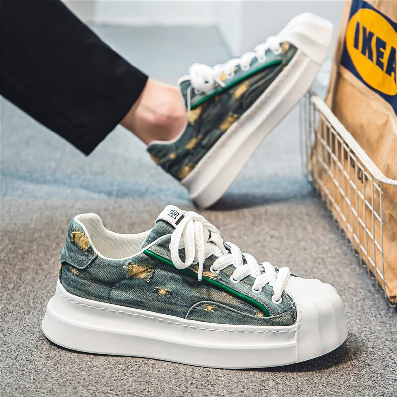 Sportschoenen van casual canvas met verhoogde zool - Afbeelding 2