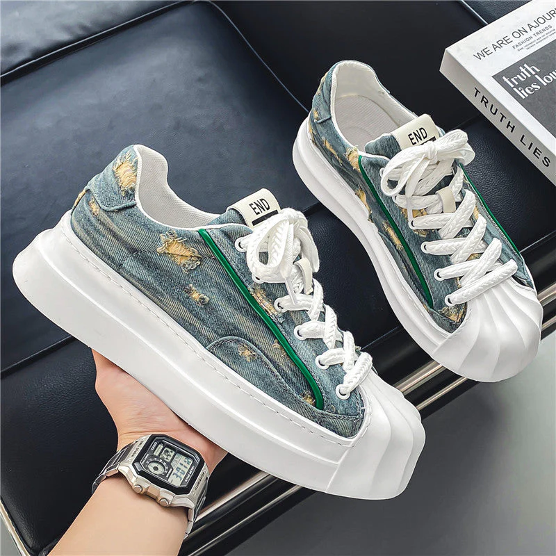 Sportschoenen van casual canvas met verhoogde zool - Afbeelding 5