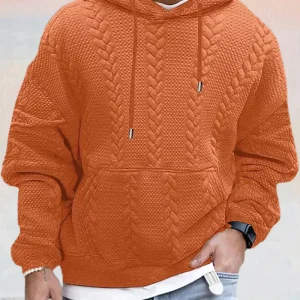 Trui met gestructureerde, wijd uitgesneden capuchon - DOMINIC