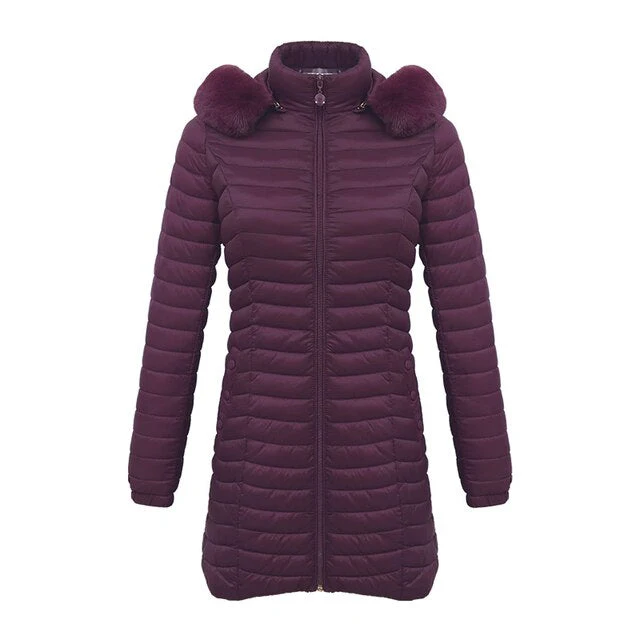 Lange parka met bontcapuchon Casual lichtgewicht jassen - Afbeelding 8