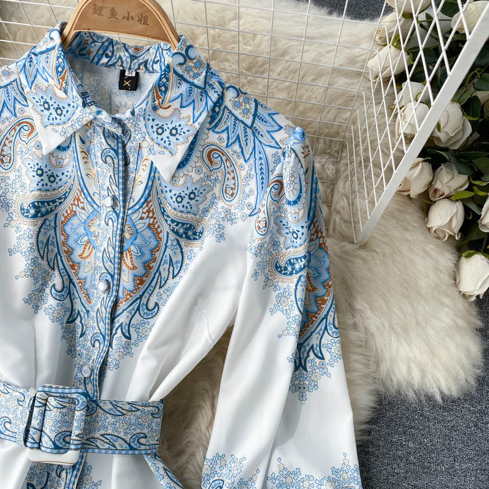 A-lijn jurk met ceintuur met bloemenpatroon - Afbeelding 4