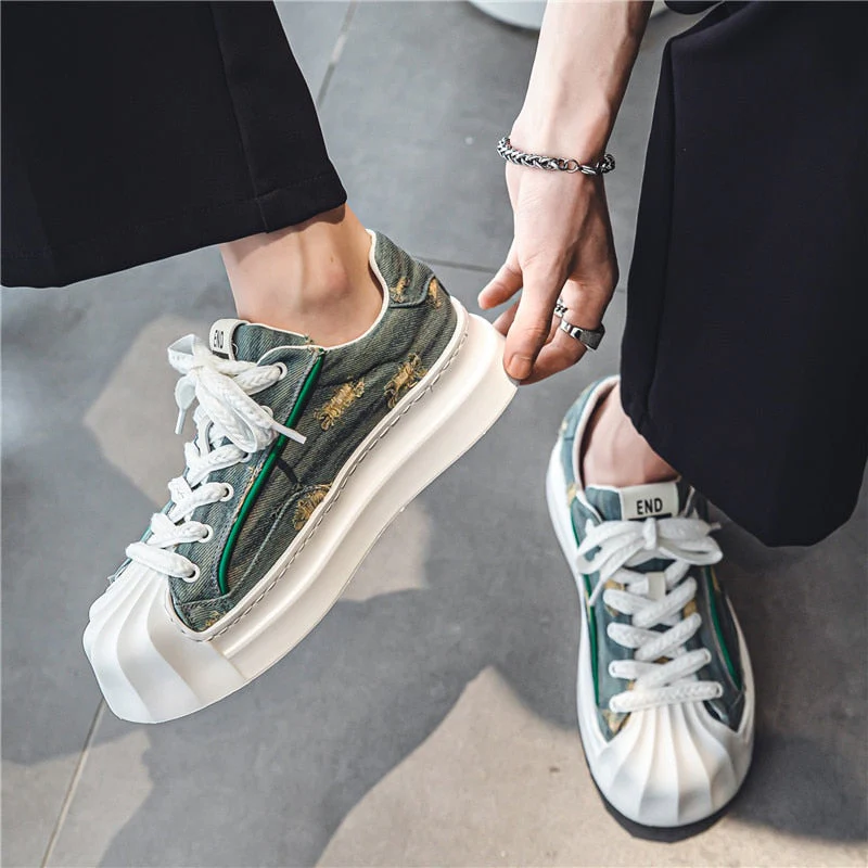 Sportschoenen van casual canvas met verhoogde zool - Afbeelding 3