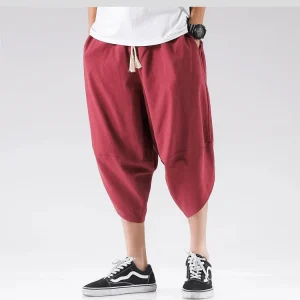 Elastische Taille Kruis Harem Cropped Broek voor Mannen
