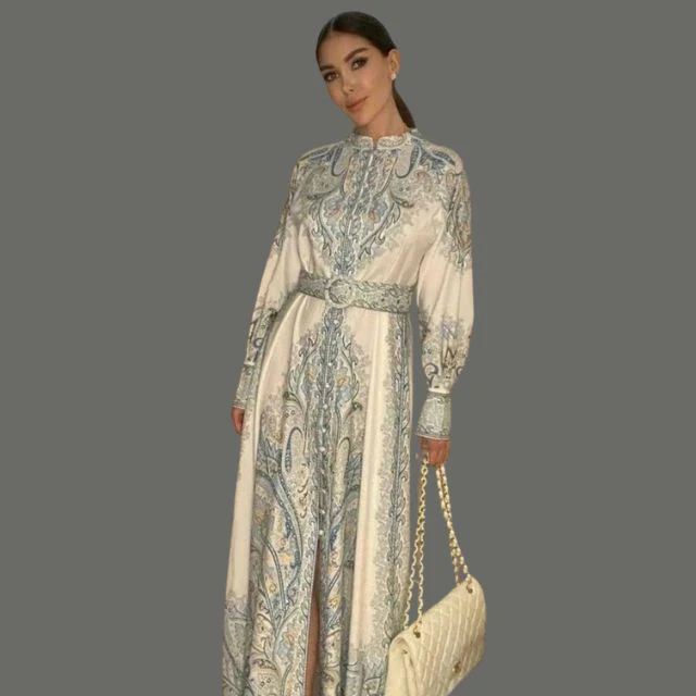 A-lijn jurk met ceintuur met bloemenpatroon - Afbeelding 8