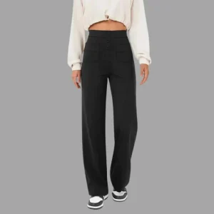 Uitlopende broek met hoge taille en opgezette zakken