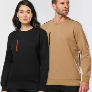 WK403 – Unisex trui met contrasterende rits zak
