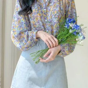 Chiffon blouse met print