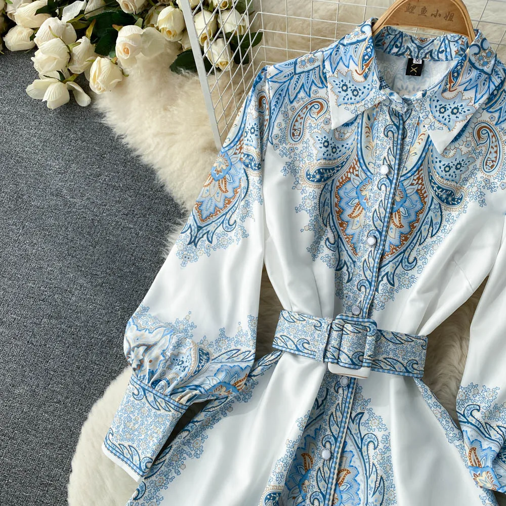 A-lijn jurk met ceintuur met bloemenpatroon - Afbeelding 3