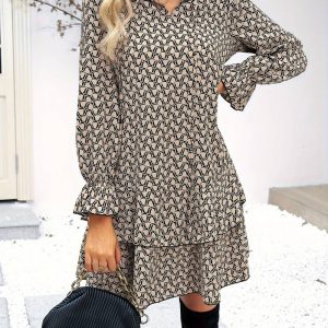 Boh��me gelaagde jurk met print