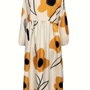 Losvallende jurk met bloemenprint