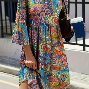 Sexy paisley jurk ronde hals