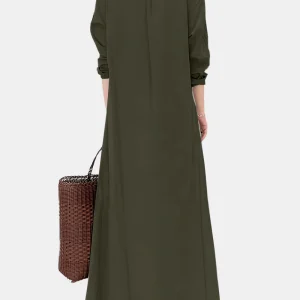 Effen kaftanjurk met knoopsluiting