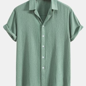 Gerimpeld gestructureerd overhemd met knoopsluiting