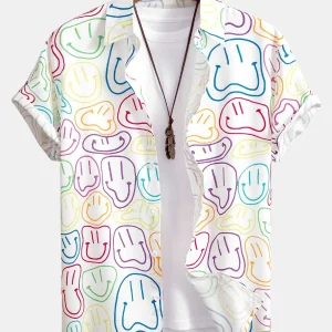 Kleurrijk Smiley Print Button Up Shirt