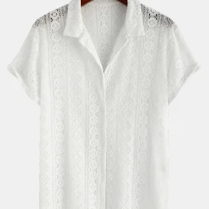 Geometrisch gestructureerd Cubaans shirt