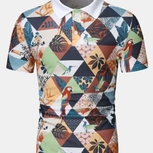 Poloshirt met flamingoprint
