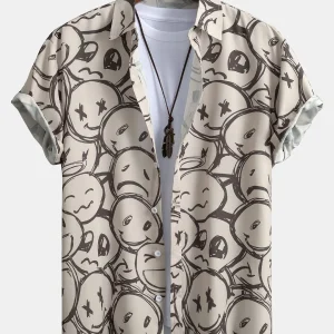 Smiley Print Button Up Shirt
