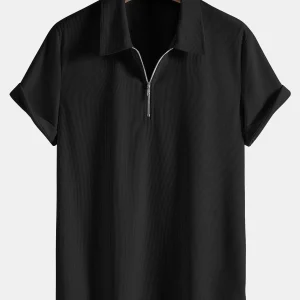 Stretch Corduroy Zip Poloshirt