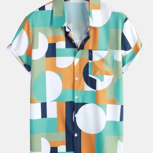 Knoopshirt met geometrische print
