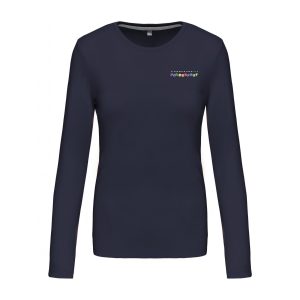 Dames t-shirt lange mouwen navy